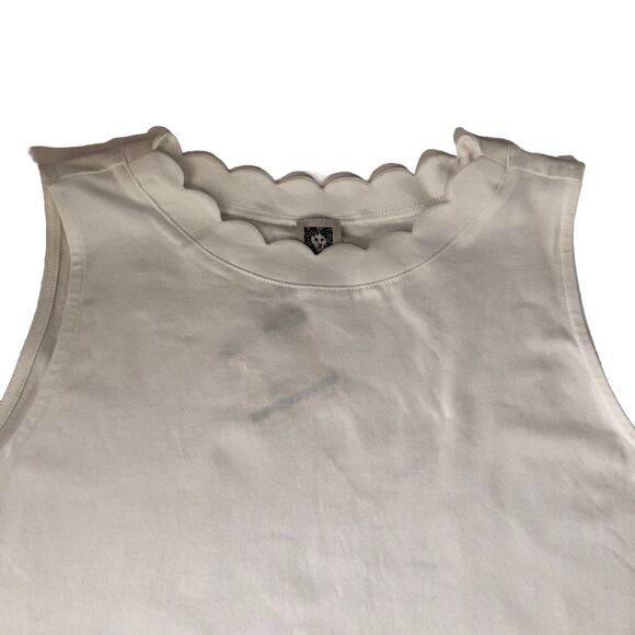 Anne Klein Women’s Scalloped Neck Tank Bright White Size Large NWT - Picture 3 of 15